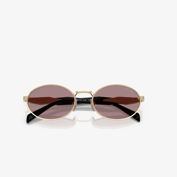 Prada 65ZS ZVN20I 55 Pale Gold Light Purple Brown Sunglasses PR65ZS main image 5